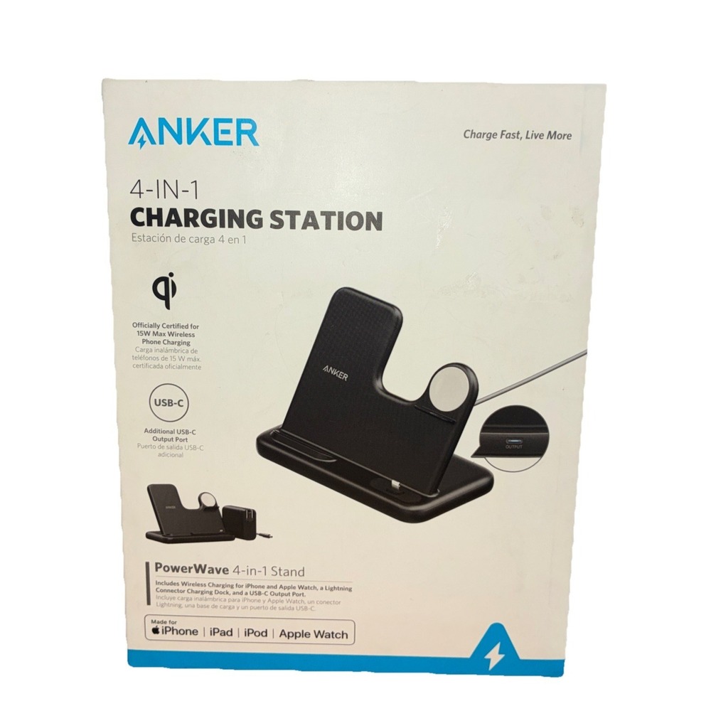 Anker Charging Station PowerWave 4-IN-1 Wireless iPhone iPod Apple Watch NEW